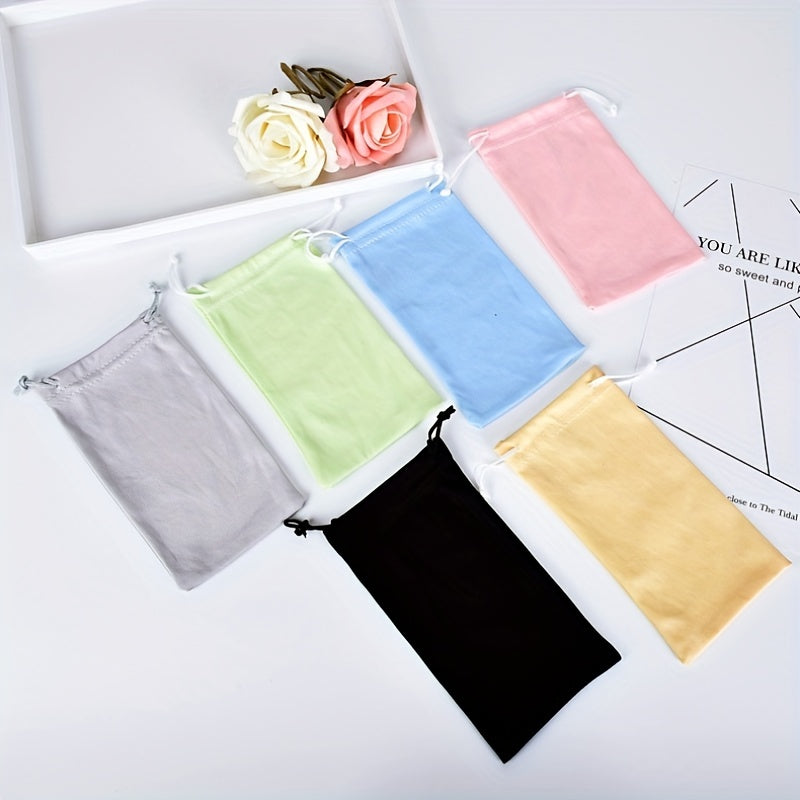 Microfiber Sunglasses Bag Drawstring Dustproof Soft Eyewear Container