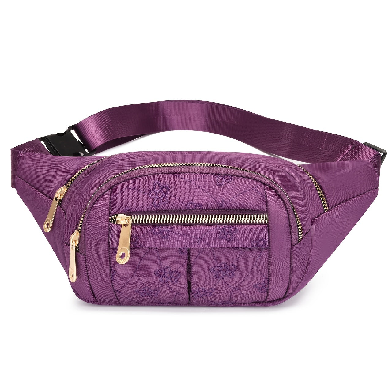Flower Embroidery Nylon Fanny Pack Women's Zipper Crossbody Chest Bag