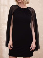 Contrast Mesh Split Cape Sleeve Dress