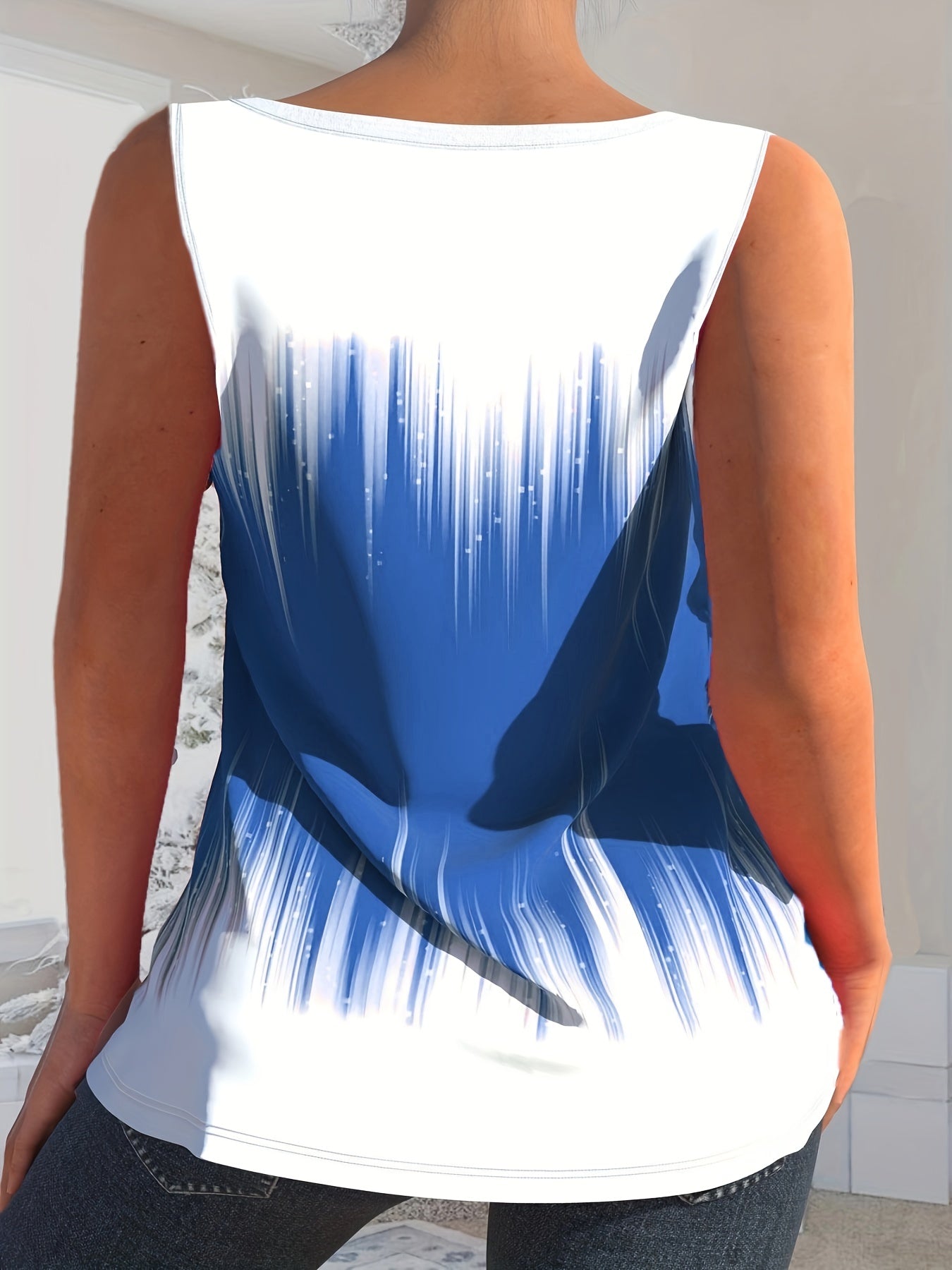 Tie Dye Cut Out Tank Top V Neck Summer Tank