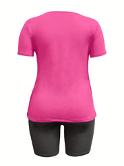 Women's Plus Letter Print Top & Shorts Outfit Set