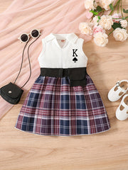 Infant Cartoon Print Pleated Tank Dress 2pcs Set