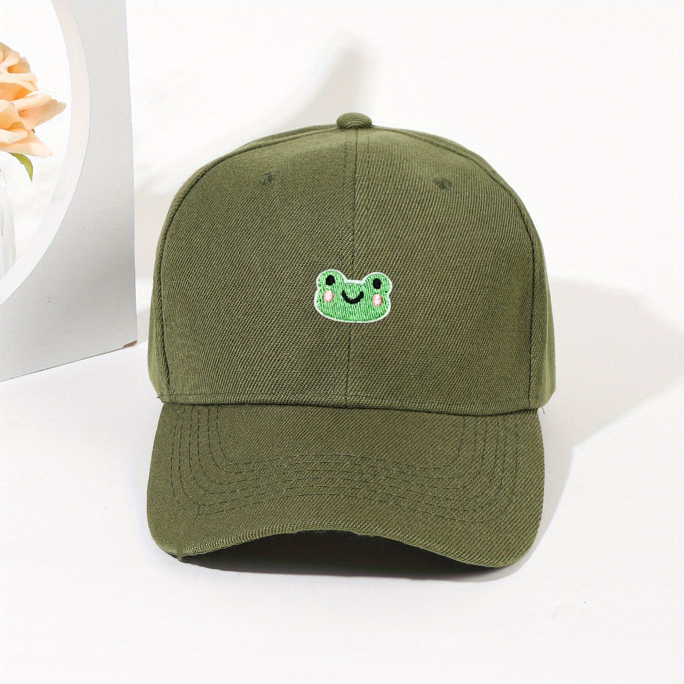 Frog Embroidery Baseball Cap Solid Dad Hats for Women
