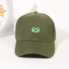 Frog Embroidery Baseball Cap Solid Dad Hats for Women