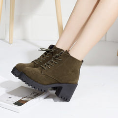 Chunky Heel Lace-up Ankle Boots Side Zip Oktoberfest Shoes
