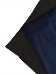 2 Pack Plus Size Casual Leggings Set Women's Plus Solid Elastic High Rise Leggin