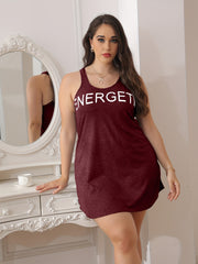 Letter Print Tank Sleep Dress Casual Nightdress