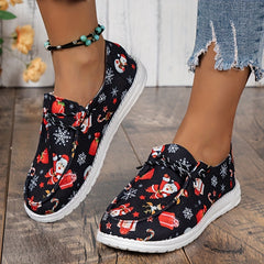 Women's Christmas Cartoon Print Low Top Sneakers
