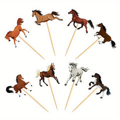 8pcs Cartoon Horse Cake Topper for Birthday Party Decoration