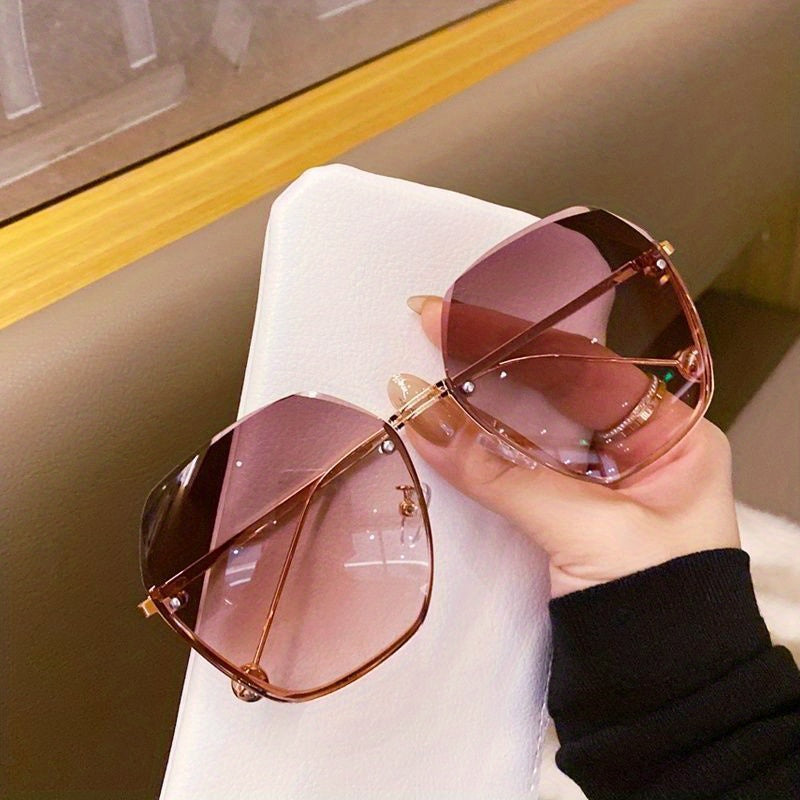 Gradient Frameless Sunglasses - Stylish Metal Sunshade Eyewear
