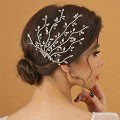 Bridal Crystal Faux Pearl Hair Comb Flower Rhinestone Head Piece