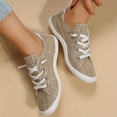 Women's Canvas Lace Up Sneakers Casual Flat Shoes