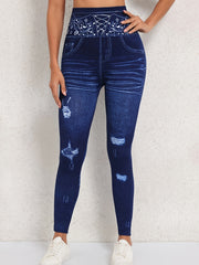 Denim Print High Rise Leggings
