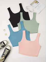 4-Pack Sleeveless Crop Tank Tops for Summer Casual Wear