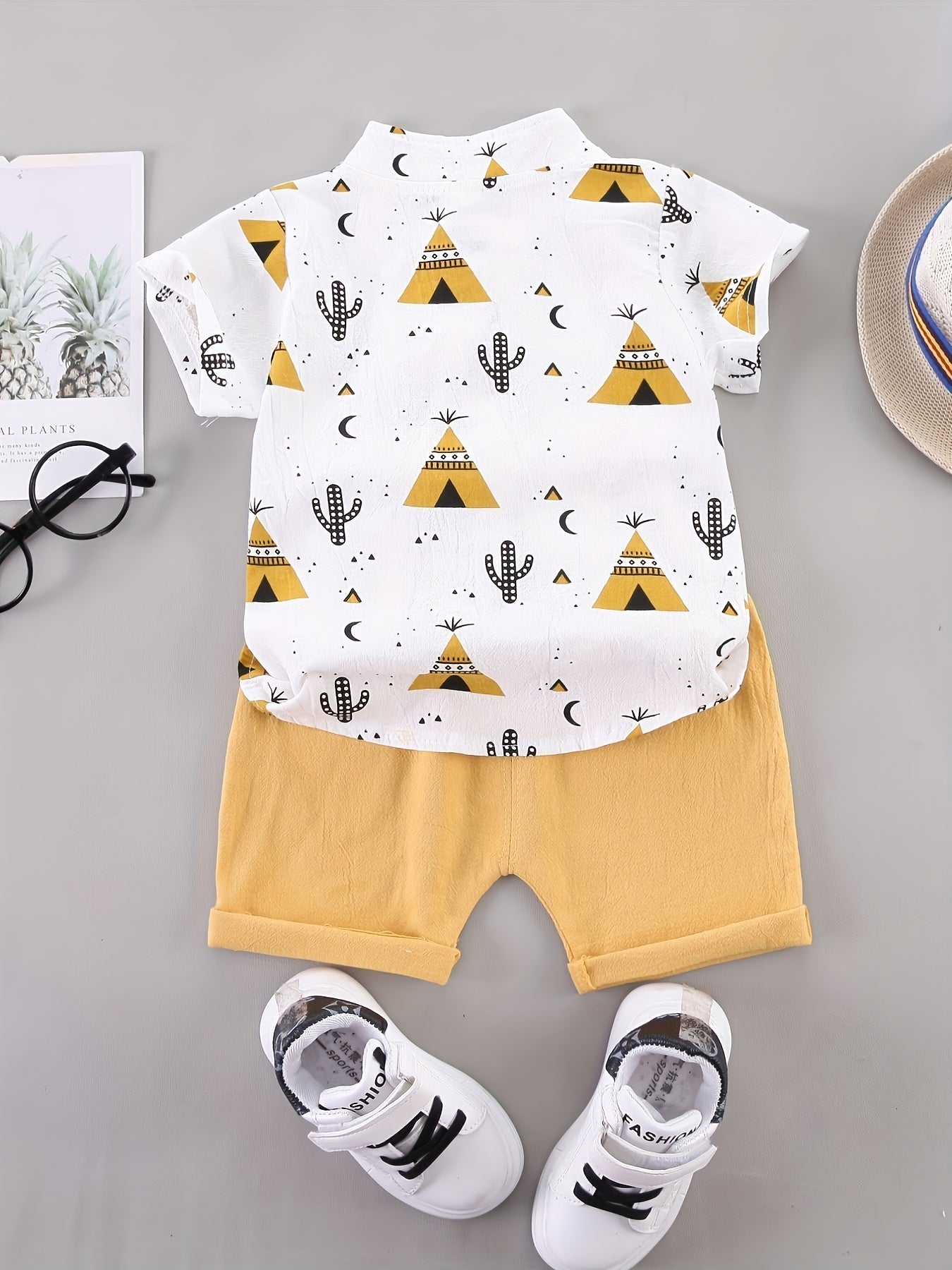 Baby Boys Pyramid Print Shirt & Shorts Set