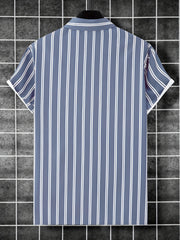 Men's Striped Print Casual Shirt for Summer