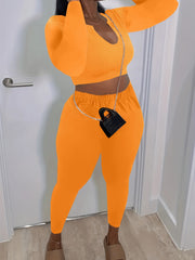 Sexy Two Piece Set Short Sleeve Crop Top & Pants Outfit