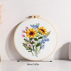 Flowers Pattern Embroidery Kit DIY Needlework Tools