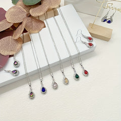 Water Drop Earrings Necklace Set Vintage Holiday Gift Y2K Jewelry