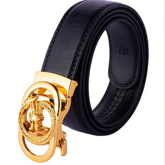Men's Cut Edge Line Belt With Dragon Buckle