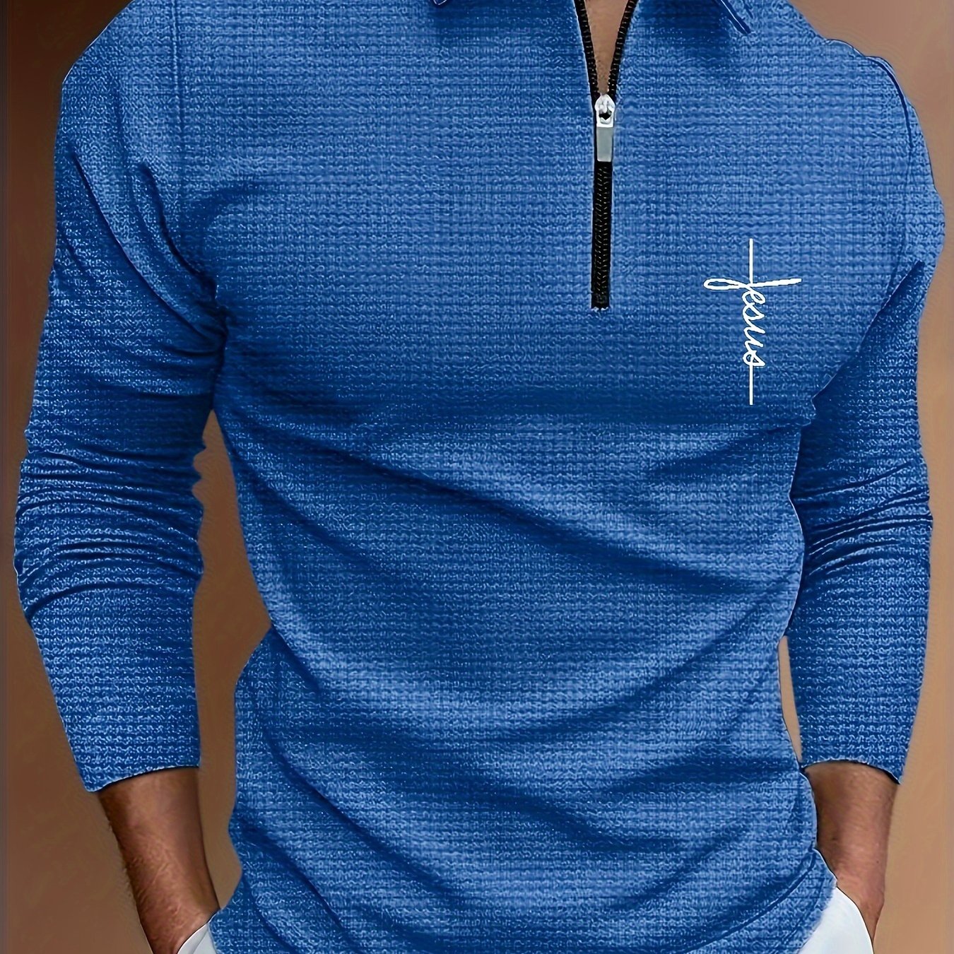 Men's Waffle Pattern Long Sleeve Shirt