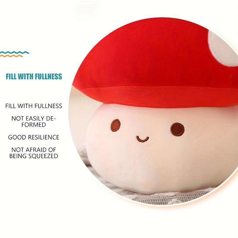 Cartoon Mushroom Plush Toy Soft Polyester Red Mushroom with Face