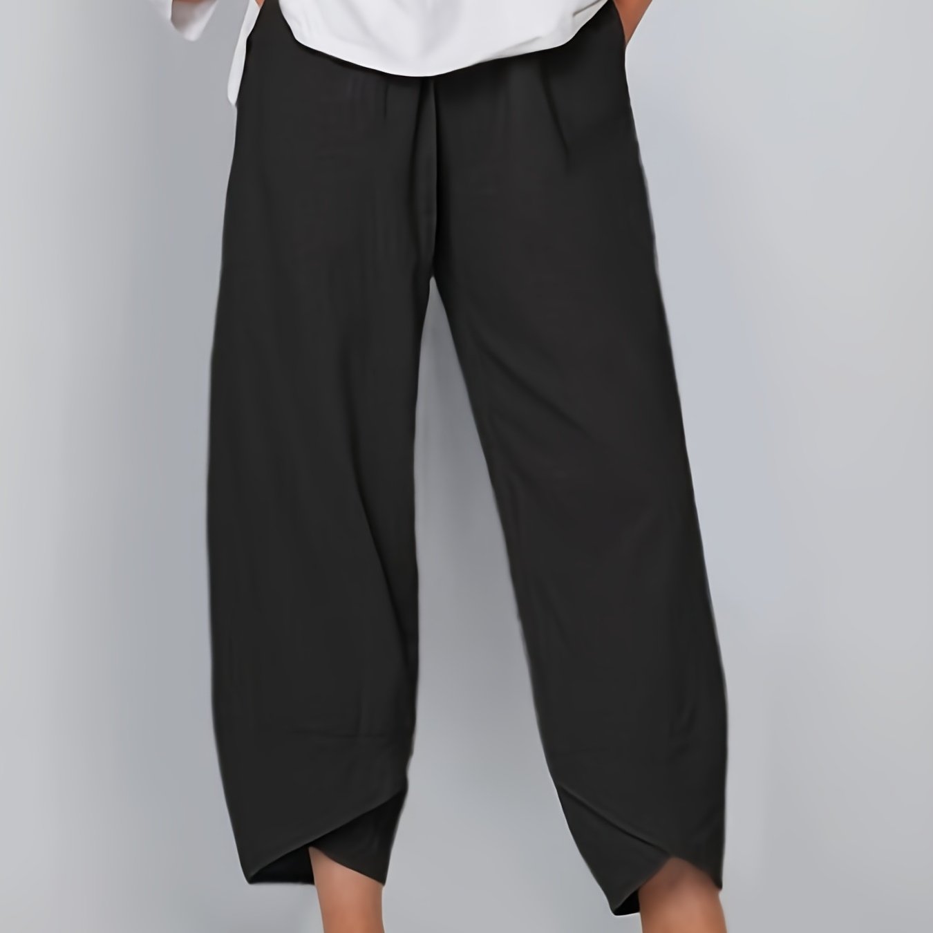 Elastic Cropped Pants Casual Loose Pants