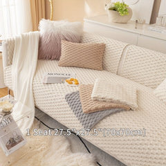 Plush Geometric Sofa Slipcover, Furniture Protector, Couch Cover