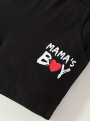 2pcs Baby Boys Casual Mama's Boy T shirt & Shorts Set Clothes
