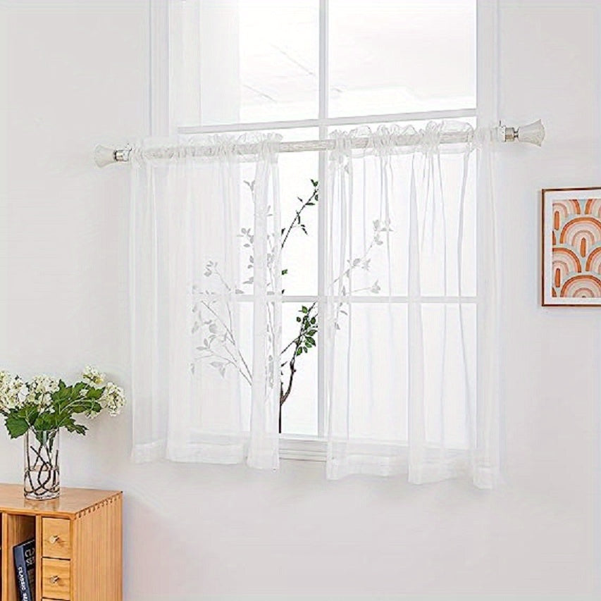 2pcs Sheer Curtain Rod Pocket Curtains for Home Decor