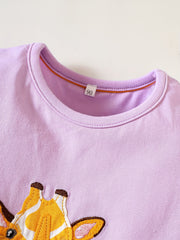Girls Giraffe Graphic Casual Dress Soft & Comfortable