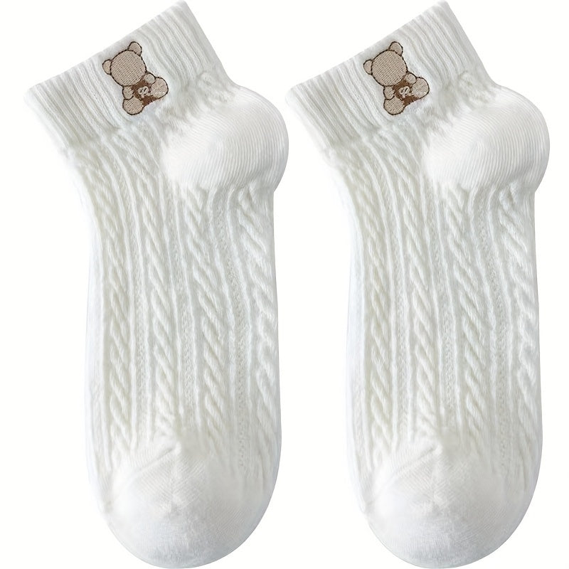 Teen's Animal Pattern Liner Anklets Socks 5 Pairs