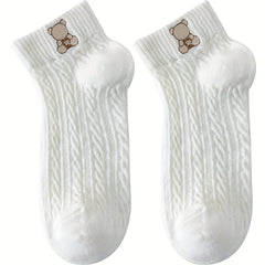 Teen's Animal Pattern Liner Anklets Socks 5 Pairs