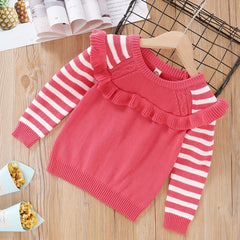 Striped Knitted Girls Sweater Pullover - Fall Winter Casual