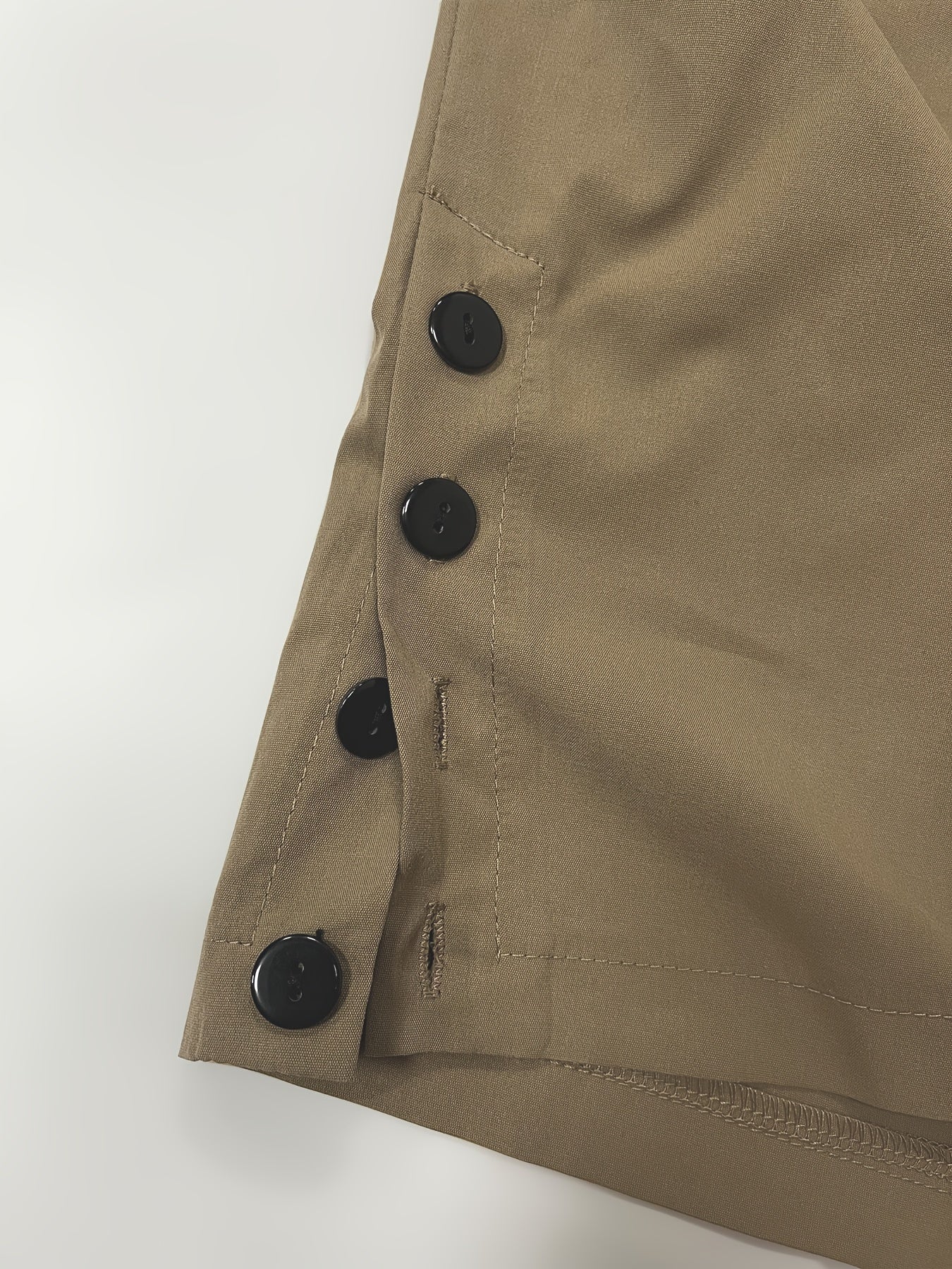 Solid Button Casual Pants with Pockets