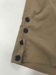 Solid Button Casual Pants with Pockets