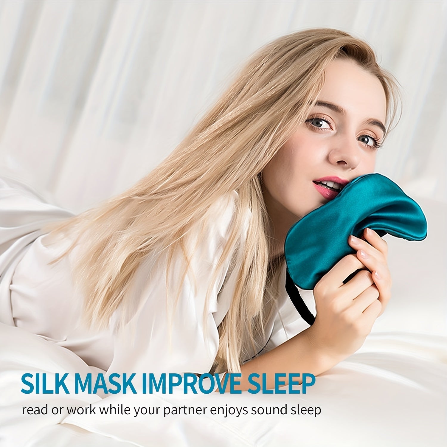 Silk Sleep Eye Mask Adjustable Strap Comfortable Blindfold w/ Earplugs