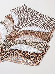 4pcs Leopard Print Panties Seamless Stretchy Women's Lingerie