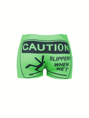 Graphic Print Skinny Shorts for Women