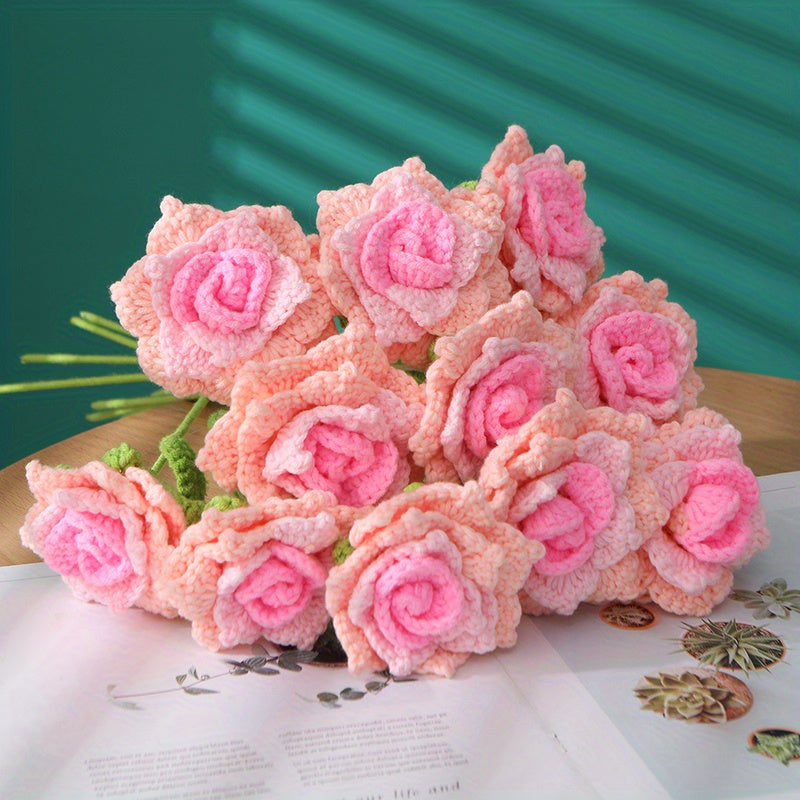 Creative Crochet Wool Eternal Flower Rose Handicrafts Unique Gift