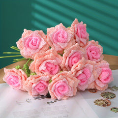 Creative Crochet Wool Eternal Flower Rose Handicrafts Unique Gift