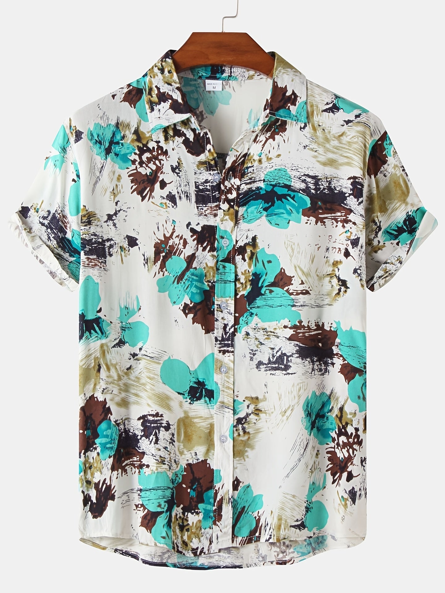 Men s Cotton Splatter Paint Short Sleeve Shirt Hawaiian Shirt