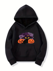 Kitty Witch Pattern Hoodie for Girls Halloween Party