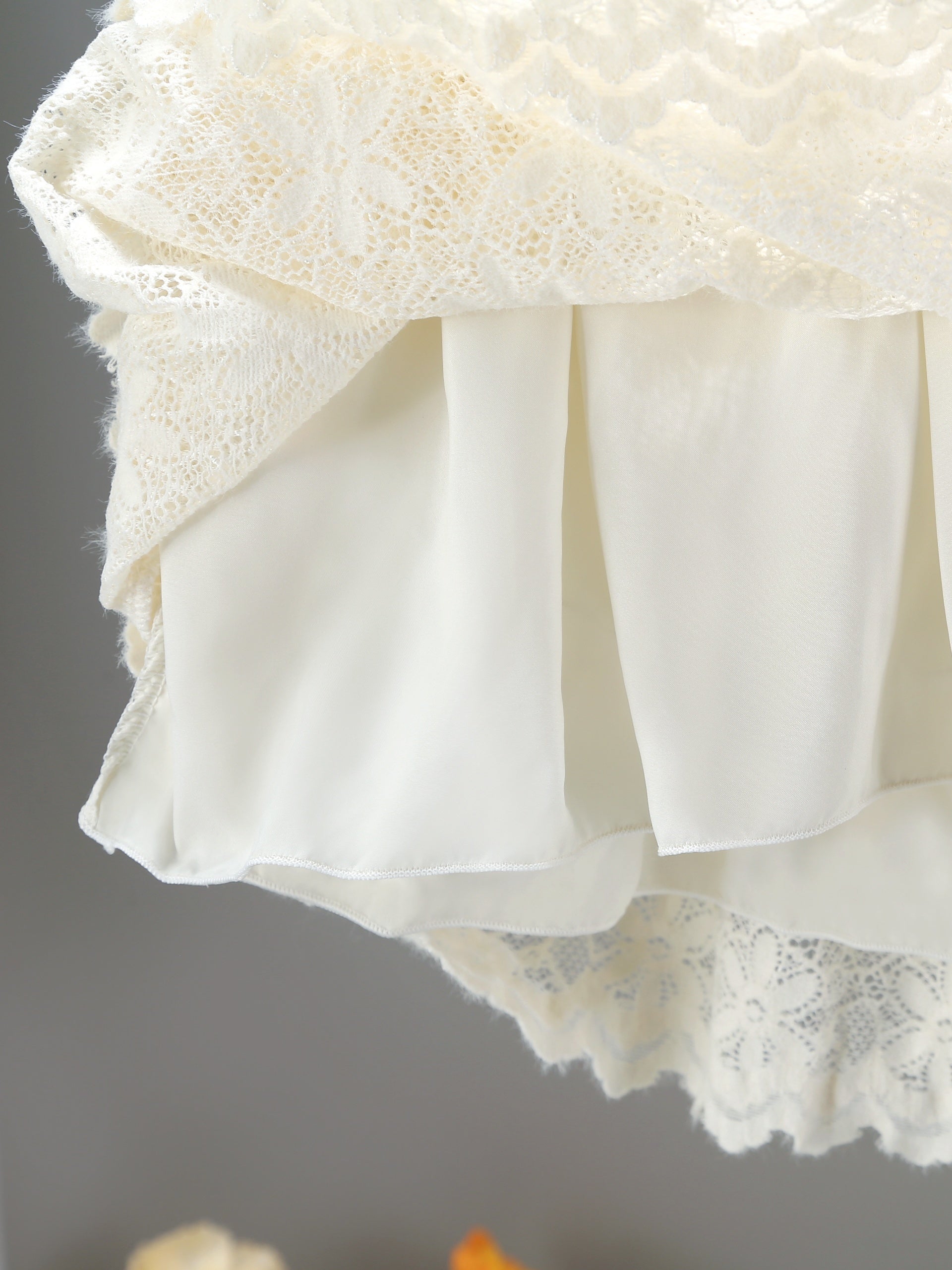 Floral Lace Dress with Bow Front Long Sleeve for Girls