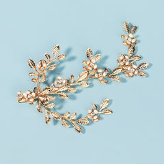 Crystal Flower Leaf Headband for Bride