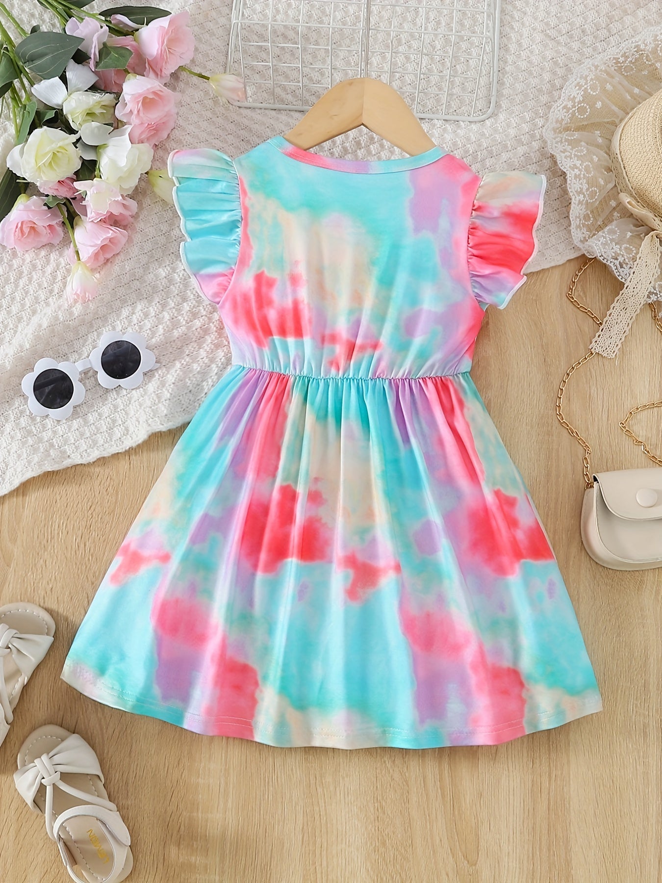 Toddler Girls Unicorn Graphic Princess Dress Tie Dye
