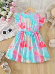 Toddler Girls Unicorn Graphic Princess Dress Tie Dye