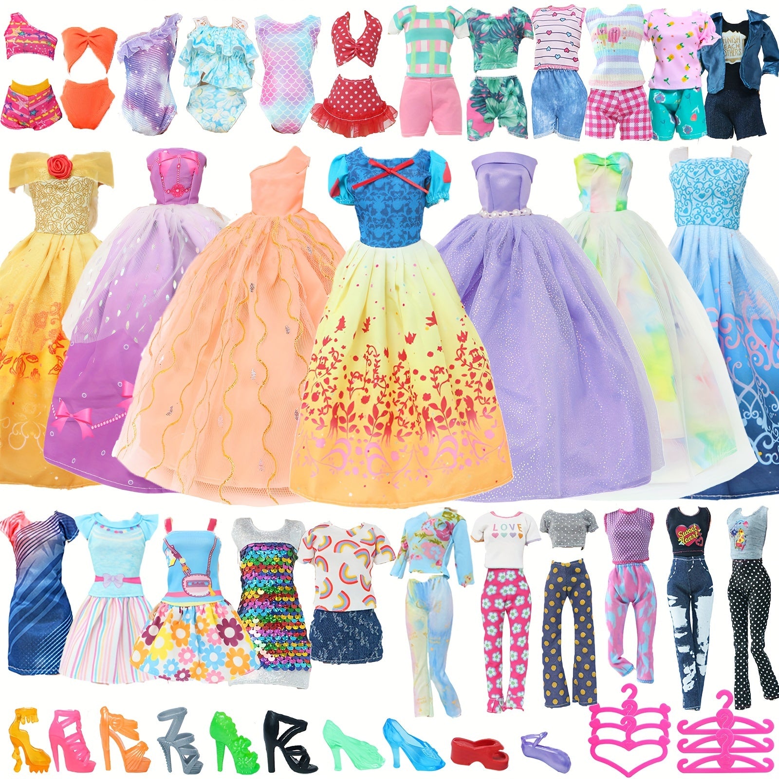 27pcs Doll Clothing Set - Princess Dress, Fashionable Dresses, Top