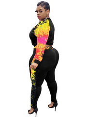 Tie Dye Shirt & Pants Set Women's Casual Stretchy Outfit