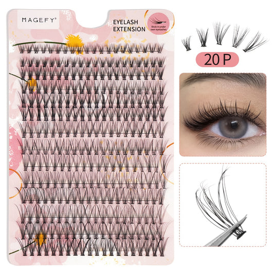 280pcs Fishtail Grafting Eyelashes 8-16mm 20P Thick Fluffy Cluster False Lashes